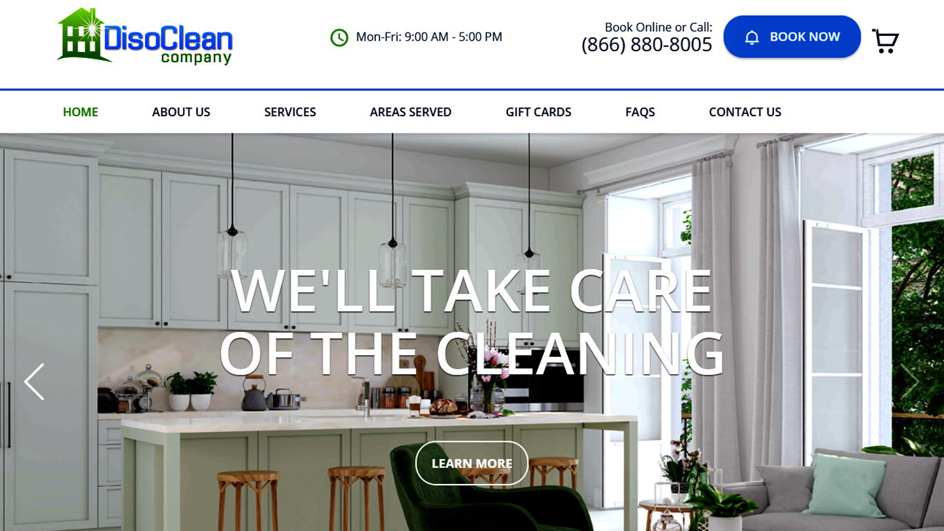 DisoClean Company website homepage preview