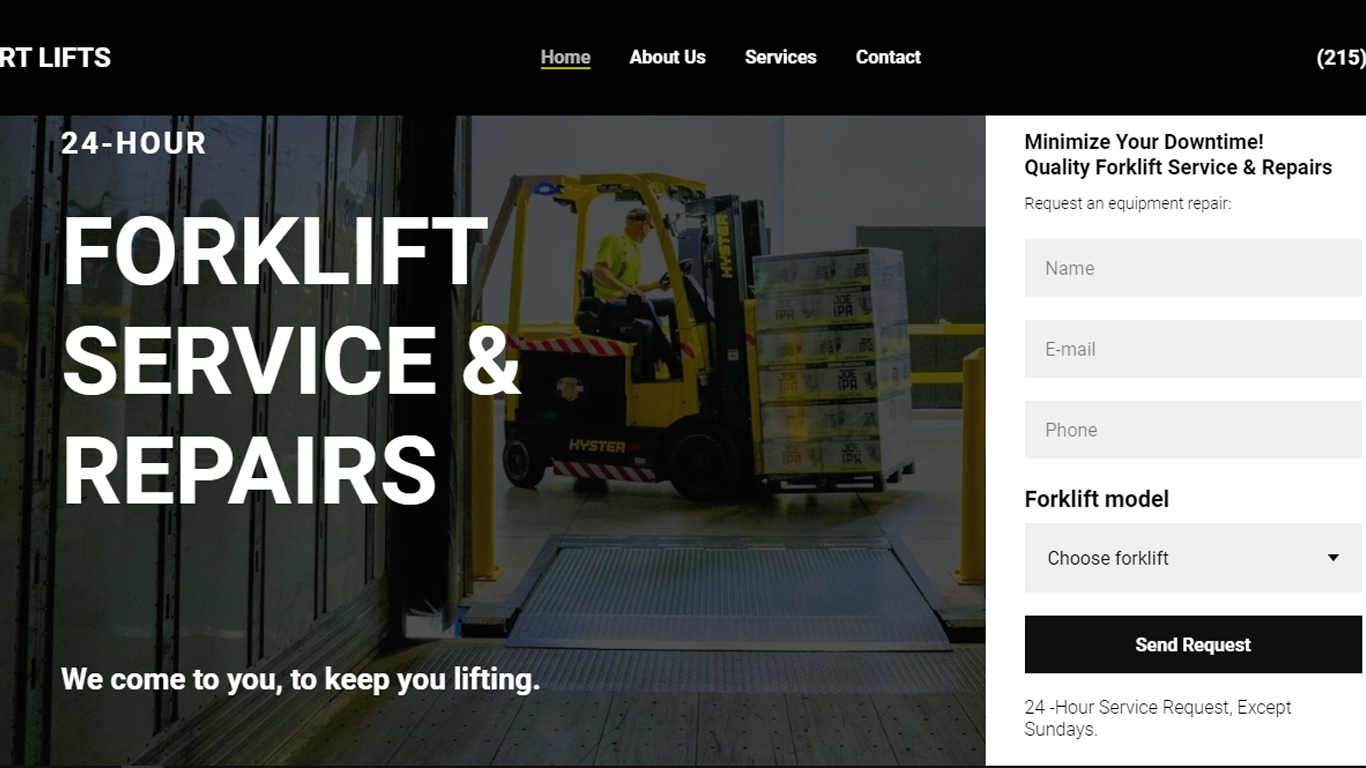 RT LIFTS website homepage preview